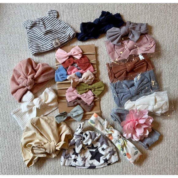 Baby Girl Headbands Bows Hats Assorted Lot - Picture 4 of 4